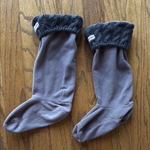 Hunter grey fleece wellies